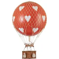 Authentic Models - Luchtballon Royal Aero - Luchtballon decoratie - Kinderkamer decoratie - Rode harten - Ø 32cm