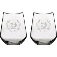Pasabahce Gegraveerde set Drinkglazen 42,5cl Opa + Oma 25 jaar getrouwd