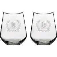 Pasabahce Gegraveerde set Drinkglazen 42,5cl Gefeliciteerd 10 jaar getrouwd