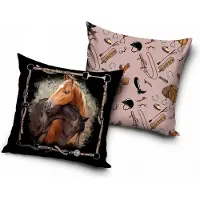 Carbotex Paard - liefde - Sierkussen - 40 x 40 Cm - Gevuld - Ritssluiting