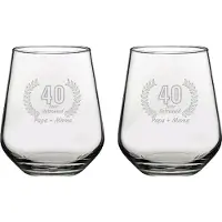 Pasabahce Gegraveerde set Drinkglazen 42,5cl Papa + Mama 40 jaar getrouwd