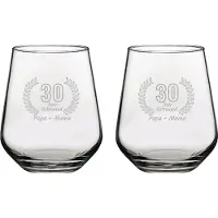 Pasabahce Gegraveerde set Drinkglazen 42,5cl Papa + Mama30 jaar getrouwd