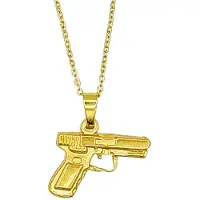 Rhylane – Ketting Met Pistool Hanger – Edelstaal Gouden PVD Coating, Verkleurd Niet- L 40 + 5 cm, Hangertje 1.5 x 2.5 cm