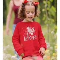 B&C Foute Kersttrui Rood Kind - Sleigher Kerstman (5-6 jaar - MAAT 110/116) - Kerstkleding voor jongens & meisjes