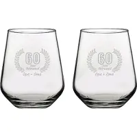 Pasabahce Gegraveerde set Drinkglazen 42,5cl Opa + Oma 60 jaar getrouwd