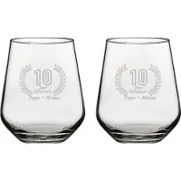 Pasabahce Gegraveerde set Drinkglazen 42,5cl Papa + Mama 10 jaar getrouwd