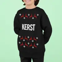 B&C Foute Kersttrui Zwart Kind - Kerst Rendieren (3-4 jaar - MAAT 98/104) - Kerstkleding voor jongens & meisjes