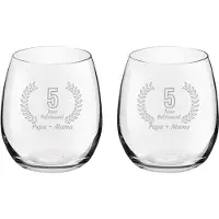 Royal Leerdam Gegraveerde set Drinkglazen 39cl Papa + Mama 5 jaar getrouwd