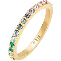 Elli Ring 'Rainbow' goud / smaragd / lichtlila / lichtroze
