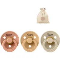 BIBS fopspenen met naam | T1 | Peach, Desert sand, Vanilla | 0-6 maanden | spenen | speen | fopspeen | BolleToet speenzakje