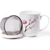 Dt Mok met zeef - Beker - Porselein - Cherry Blossom - Kersenbloesem - 350 ml