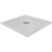 Linie Lido douchebak 90 x 90 cm composietmarmer witte marmer look leisteenstructuur
