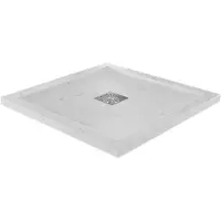 Linie Lido douchebak 80 x 80 cm composietmarmer witte marmer look leisteenstructuur
