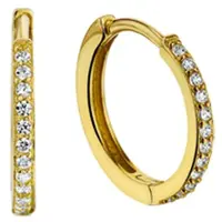 The Jewelry Collection Klapoorringen Zirkonia - Geelgoud