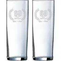 Arcoroc Gegraveerde set Longdrinkglazen 31cl Opa + Oma 60 jaar getrouwd