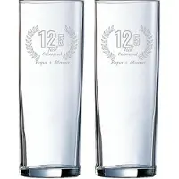 Arcoroc Gegraveerde set Longdrinkglazen 31cl Papa + Mama 12,5 jaar getrouwd