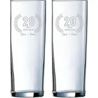 Arcoroc Gegraveerde set Longdrinkglazen 31cl Opa + Oma 20 jaar getrouwd