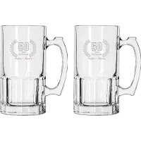 Libbey Gegraveerde set Bierpullen 1ltr Papa + Mama 50 jaar getrouwd