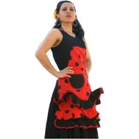 La Señorita Spaanse flamenco schort, keukenschort rood zwart verkleedkleding