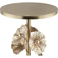 Ptmd collection PTMD Julina Gold metalen bijzettafel bloemen voet rond (38x38x80.5cm)
