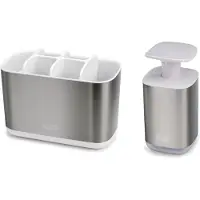 Joseph Joseph Badkamer Organizer - Badkameraccessoires - Set van 2 - RVS - Zilver/wit