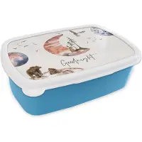 MuchoWow Broodtrommel Blauw - Lunchbox - Brooddoos - Quotes - Goodnight - Spreuken - Kinderen - Jongens - Meisjes - Kind - 18x12x6 cm - Kinderen - Jongen
