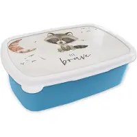 MuchoWow Broodtrommel Blauw - Lunchbox - Brooddoos - Waterverf - Be brave - Quotes - Kinderen - Jongens - Meisjes - 18x12x6 cm - Kinderen - Jongen