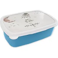 MuchoWow Broodtrommel Blauw - Lunchbox - Brooddoos - Quotes - Kinderen - Be unique - Jongens - Meisjes - Waterverf - 18x12x6 cm - Kinderen - Jongen