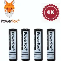 Powerfox 4x 18650 Lithium batterij 3,7V 6800mAh oplaadbare batterij zwart
