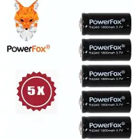 Powerfox 5x 16340 Lithium batterij 3,7V 1800mAh oplaadbare batterijen zwart