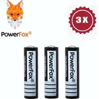 Powerfox 3x 18650 Lithium batterij 3,7V 6800mAh oplaadbare batterij zwart
