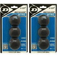 Dunlop Intro Squashbal 2x3 pack (6 Ballen) - Beginner - Recreant - Goede Recreant - Zwart