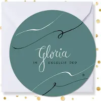 MajesticAlly Kerstkaart rond ‘Gloria - 10 stuks -met enveloppen - kerstkaarten