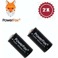 Powerfox 2x 16340 - 1800 mah 3.7 Volt oplaadbare batterij - Geschikt voor zaklampen, videodeurbel, laserpennen en meer!