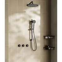 Saniclear Plus inbouw regendouche met 30cm hoofddouche, muurarm en glijstang zwart mat