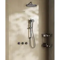 Saniclear Plus inbouw regendouche met 20cm hoofddouche, muurarm en glijstang verouderd ijzer - gunmetal