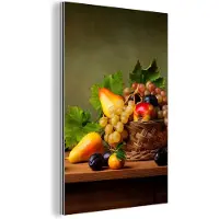 MuchoWow Wanddecoratie Metaal - Aluminium Schilderij Industrieel - Rustiek - Mand - Fruit - Stilleven - 100x150 cm - Dibond - Foto op aluminium - Industriële muurdecoratie - Voor de woonkamer/slaapkamer