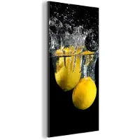 MuchoWow Wanddecoratie Metaal - Aluminium Schilderij Industrieel - Citroen - Fruit - Stilleven - Water - Geel - 20x40 cm - Dibond - Foto op aluminium - Industriële muurdecoratie - Voor de woonkamer/slaapkamer