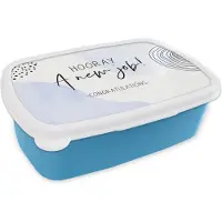 MuchoWow Broodtrommel Blauw - Lunchbox - Brooddoos - Hooray, a new job! Congratulations - Quotes - Werk - Spreuken - 18x12x6 cm - Kinderen - Jongen