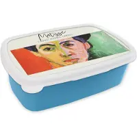 MuchoWow Broodtrommel Blauw - Lunchbox - Brooddoos - Kunst - Matisse - Green stripe (1905) - Schilderij - 18x12x6 cm - Kinderen - Jongen