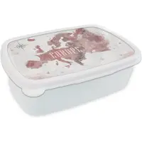 MuchoWow Broodtrommel Wit - Lunchbox - Brooddoos - Kaart - Europa - Waterverf - Kompas - 18x12x6 cm - Volwassenen