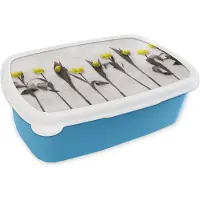 MuchoWow Broodtrommel Blauw - Lunchbox - Brooddoos - Bloemen - Tulpen - Marmer - 18x12x6 cm - Kinderen - Jongen