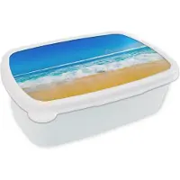 MuchoWow Broodtrommel Wit - Lunchbox - Brooddoos - Strand - Zee - Blauw - 18x12x6 cm - Volwassenen