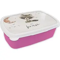 MuchoWow Broodtrommel Roze - Lunchbox - Brooddoos - Waterverf - Be brave - Quotes - Kinderen - Jongens - Meisjes - 18x12x6 cm - Kinderen - Meisje