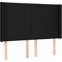 vidaXL Hoofdbord met randen 147x16x118/128 cm stof zwart