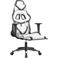 vidaXL Gaming stoel met massagefunctie en voetsteun, wit en zwart, kunstleer
