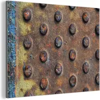 MuchoWow Wanddecoratie Metaal - Aluminium Schilderij Industrieel - Industrieel - Diamantplaat - Roest - 160x120 cm - Dibond - Foto op aluminium - Industriële muurdecoratie - Voor de woonkamer/slaapkamer