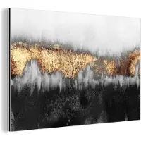 MuchoWow Wanddecoratie Metaal - Aluminium Schilderij Industrieel - Gold - Chic - Abstract - 90x60 cm - Dibond - Foto op aluminium - Industriële muurdecoratie - Voor de woonkamer/slaapkamer