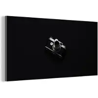 MuchoWow Wanddecoratie Metaal - Aluminium Schilderij Industrieel - Zwart - Camera - Design - Wit - 40x20 cm - Dibond - Foto op aluminium - Industriële muurdecoratie - Voor de woonkamer/slaapkamer