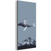 MuchoWow Wanddecoratie Metaal - Aluminium Schilderij Industrieel - Ruimte - Jongen - Maan - Walvis - 40x80 cm - Dibond - Foto op aluminium - Industriële muurdecoratie - Voor de woonkamer/slaapkamer